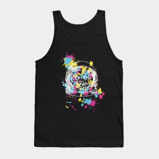 Cute white Cat - Colourful Astronaut helmet Tank Top